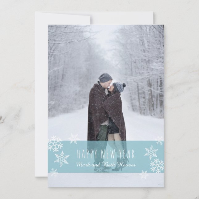 Carte Nouvel An Snowflakes (BLUE) (Devant)