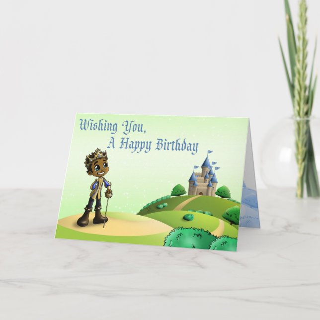 Carte Nouvel anniversaire du mignon afro-américain Princ (Devant)
