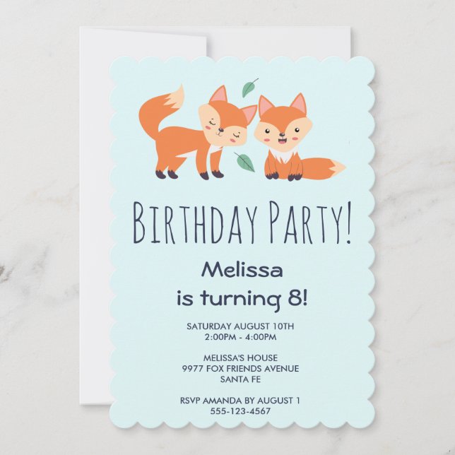 Carte Nouvel anniversaire du mignon renard orange (Devant)