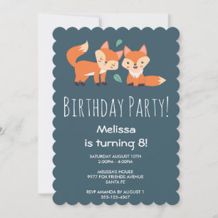 Carte Nouvel anniversaire du mignon renard orange