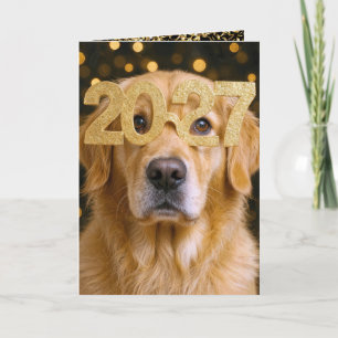 Carte Nouvelle Année 2027 Humour Golden Retriever