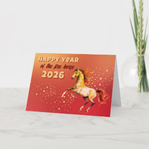 Carte Nouvelle année chinoise du Cheval de Feu 2026