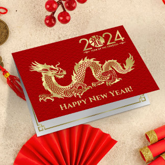 Carte Nouvelle année chinoise du Dragon 2024