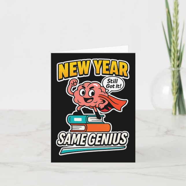 Carte Nouvelle Année Même Génie Confiant Retour au Vibe  (Devant)