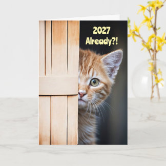Carte Nouvelle Année Mignonne Drôle 2027 Chaton Orange G