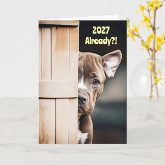 Carte Nouvelle Année Mignonne Drôle 2027 Pitbull Chiot P