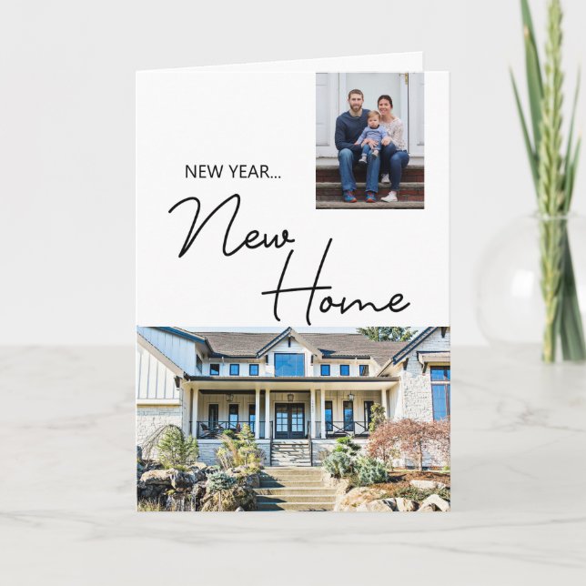 Carte Nouvelle Année Nouvelle Maison Familiale Photo et  (Devant)