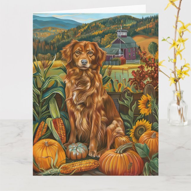 Carte Nouvelle-Écosse Canard roulette chien automne Than (Fleur jaune)