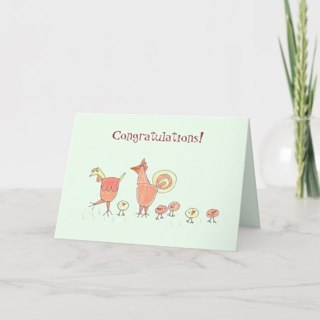 Carte Nouvelle famille de poulet de bébé (Devant)