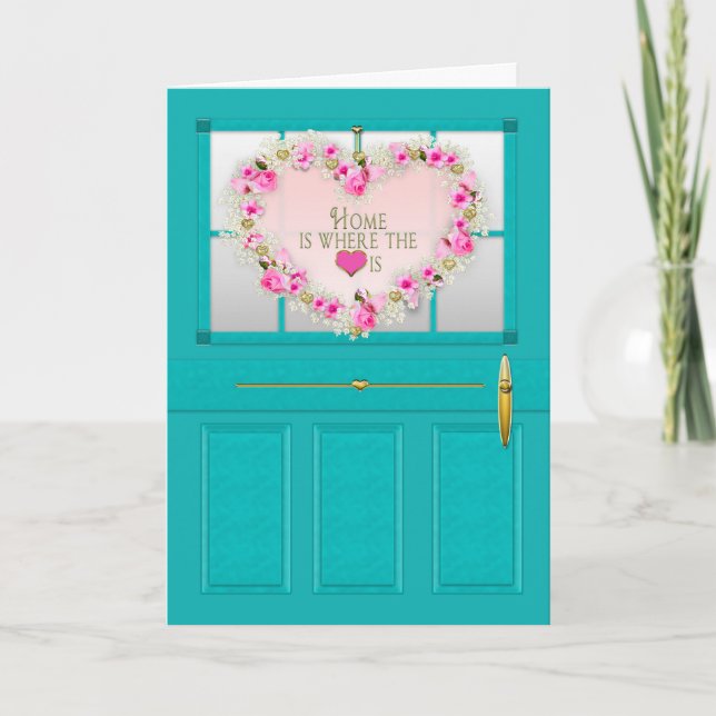 Carte Nouvelle maison - Félicitations - Porte avec couro (Devant)