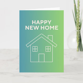 Carte Nouvelle Maison Heureuse avec Fond de Dégradé Vert
