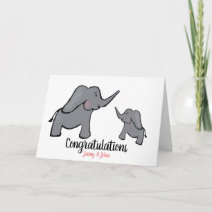 Carte Nouvelle petite fille éléphant personnalisée mère