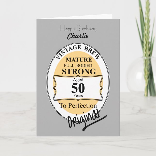Carte Novelty 50th Milestone Anniversaire Funny BeerLabe (Devant)