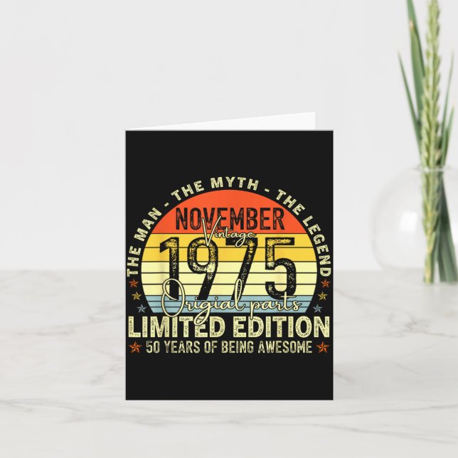 Carte November 1975 50th Birthday For Men Women 50 Year  (Devant)