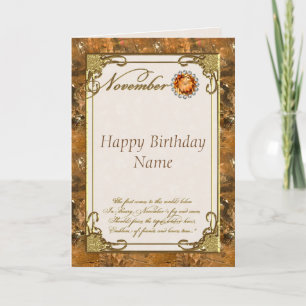 Carte Novembre Topaz Birthstone Birthstone Card