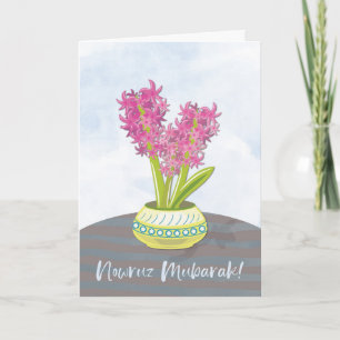 Carte Nowruz Nouvel An persan avec Hyaci rose et violet