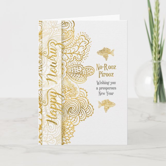 Carte Nowruz Perse Professionnel Revêtement d'or pour le (Devant)