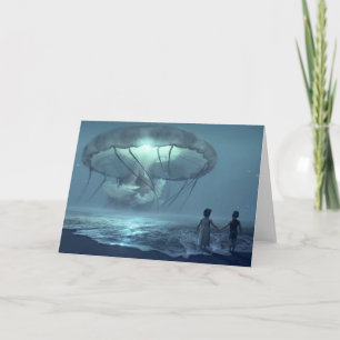 Carte Nuage de méduse au-dessus de l'imaginaire bleu océ