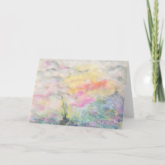 Carte Nuages d'aquarelle et bateau