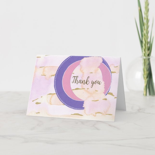 Carte Nuages d'aquarelle, vos mots. Merci (Devant)