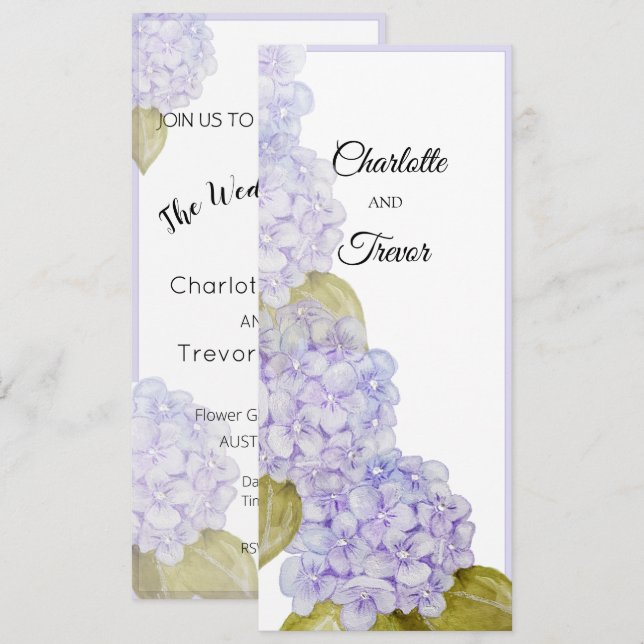 Carte Nuances Hydrangea Bleu Violet (Devant / Derrière)