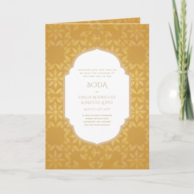 Carte Nuestra Boda GOLD 4age Mariage espagnol INVITE (Devant)