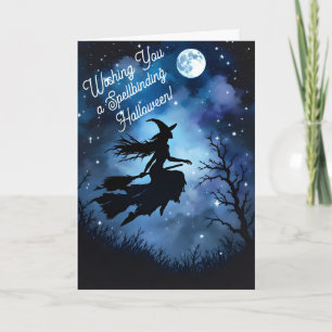 Carte Nuit artistique silhouette sorcière d'Halloween