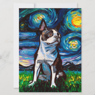 Carte Nuit Brown de Boston Terrier   Cadeau pour Jour de