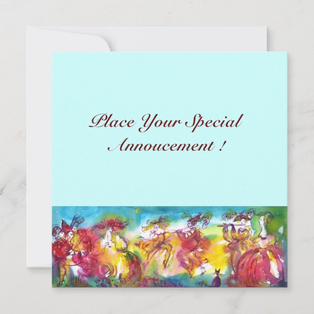 Carte NUIT DE CARNAVAL, Mardi Gras Mascarade, Danse, Mus (Devant)