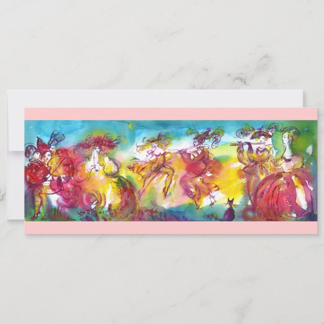 Carte NUIT DE CARNAVAL, Mardi Gras Mascarade, Danse, Mus (Devant)