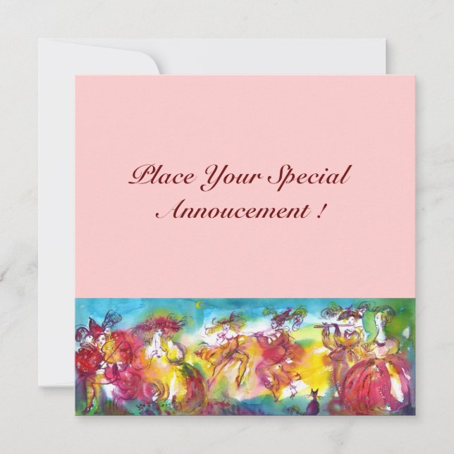 Carte NUIT de CARNAVAL, mardi gras Masqureade, danse, (Devant)