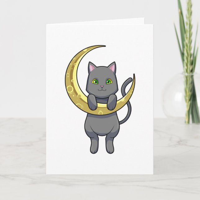 Carte Nuit de chat lune (Devant)