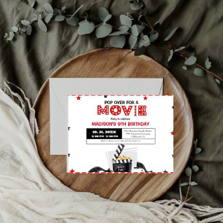 Carte Nuit de cinéma minimaliste Anniversaire Fête Invit