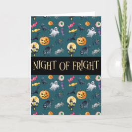Carte "Nuit de la peur" Motif d'Halloween vert