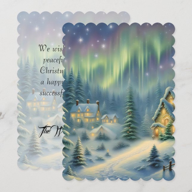 Carte Nuit de Noël magique dans la forêt sous les étoile (Devant / Derrière)