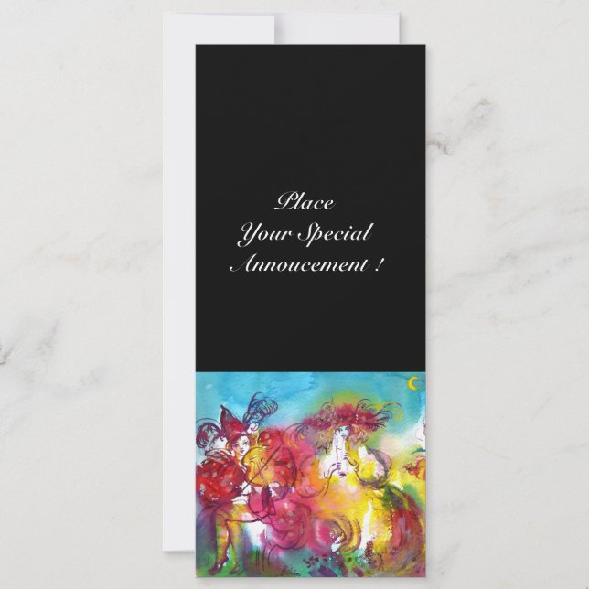 Carte NUIT DU CARNAVAL, Masque Mardi Gras, Danse, Musiqu (Devant)