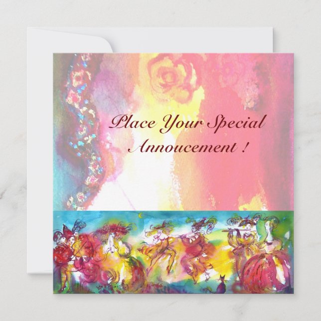 Carte NUIT DU CARNAVAL, Masque Mardi Gras, Danse, Musiqu (Devant)