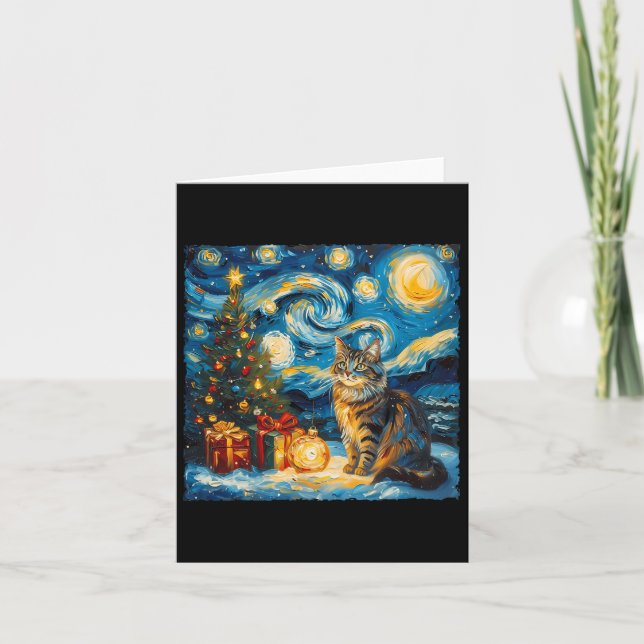 Carte Nuit étoile Noël norvégien Forêt Art Van Go (Devant)