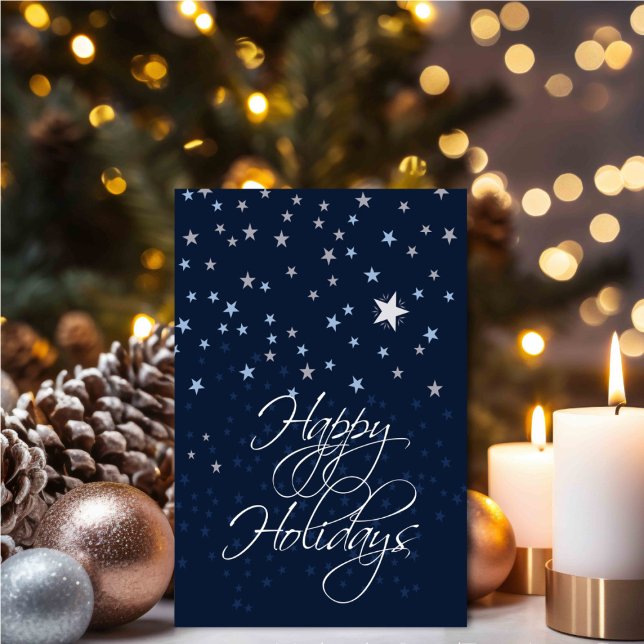 Carte Nuit étoilée (Starry Night Holidays Greeting Card - Modern Art by City Mouse Art)