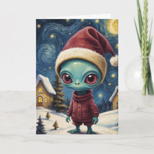 Carte Nuit étoilée rétro de Noël personnalisée avec un e