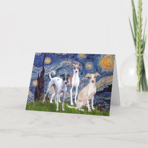 Carte Nuit étoilée - Trois Greyhounds italiens