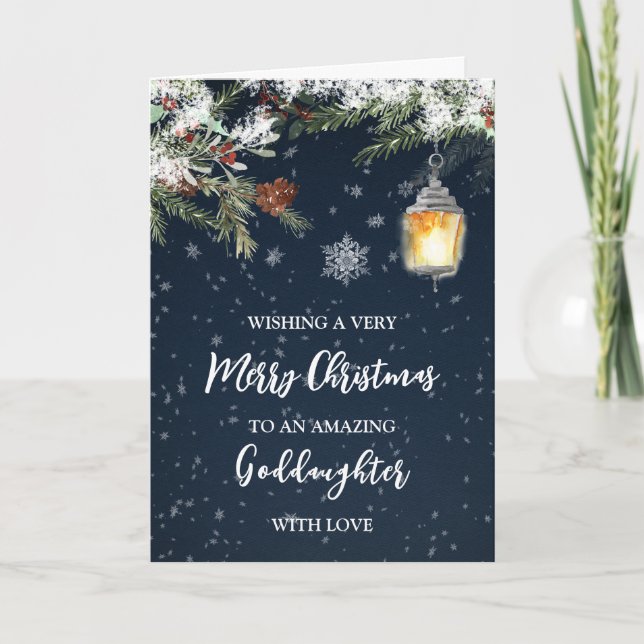 Carte Nuit neige hiver Godgirl Joyeux Noël (Devant)