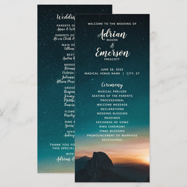 Carte Nuit Sky Galaxy Starry Nuit Mariage moderne (Devant / Derrière)