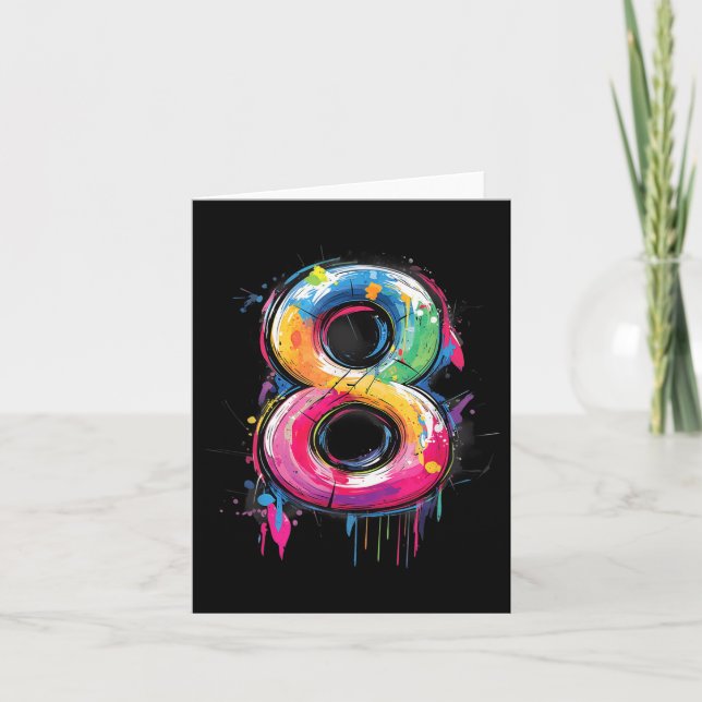 Carte Numéro 8 8e anniversaire Huit ans Garçons Filles G (Devant)