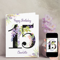 Numéro d'âge 15 Floral Personnalisé 15e anniversai