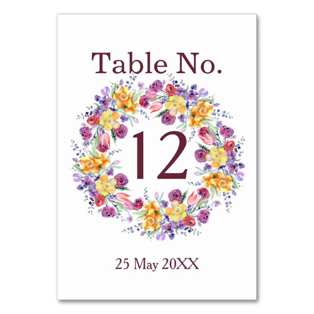 Carte Numéro de la table de courroie d'aquarelle f (Dos)