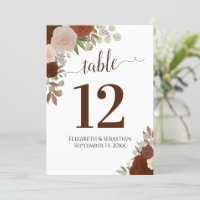 Numéro de la table Rose de l'automne Mariage Grand