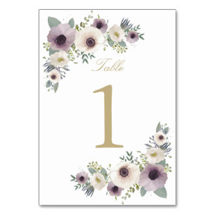 Carte Numéro de table de bouquet d'anémone
