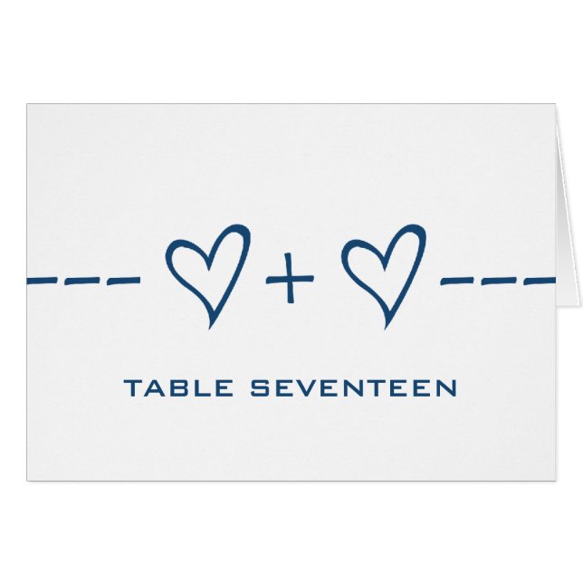 Carte Numéro de table d'équation du coeur bleu (Devant horizontal)