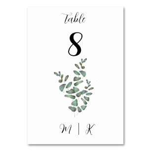 Carte Numéro de table Eucalyptus   MARIAGE
